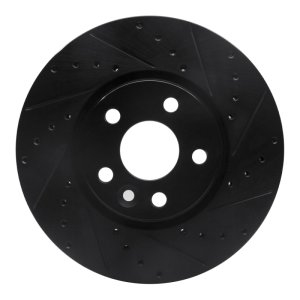 Land Rover Range Rover Evoque Brake Rotor (1) - Front Right - R1 Concepts - Drilled & Slotted - Black - `07-`18 Land Rover Range Rover Evoque Brake Rotor (1) - Front Right - R1 Concepts - Drilled & Slotted - Black - `07-`18